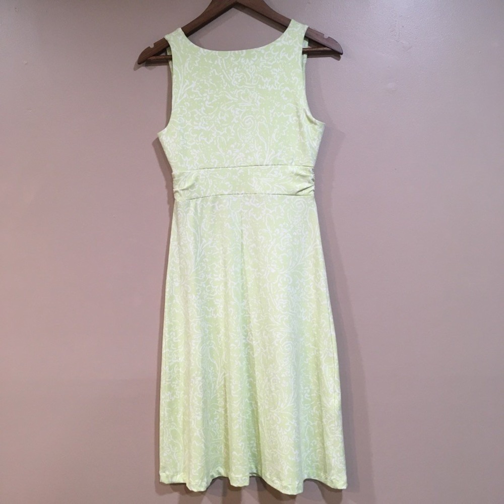 Eddie Bauer Faux Wrap Floral Sleeveless Midi Dress Womens XS Green Casual Knit - Picture 7 of 12